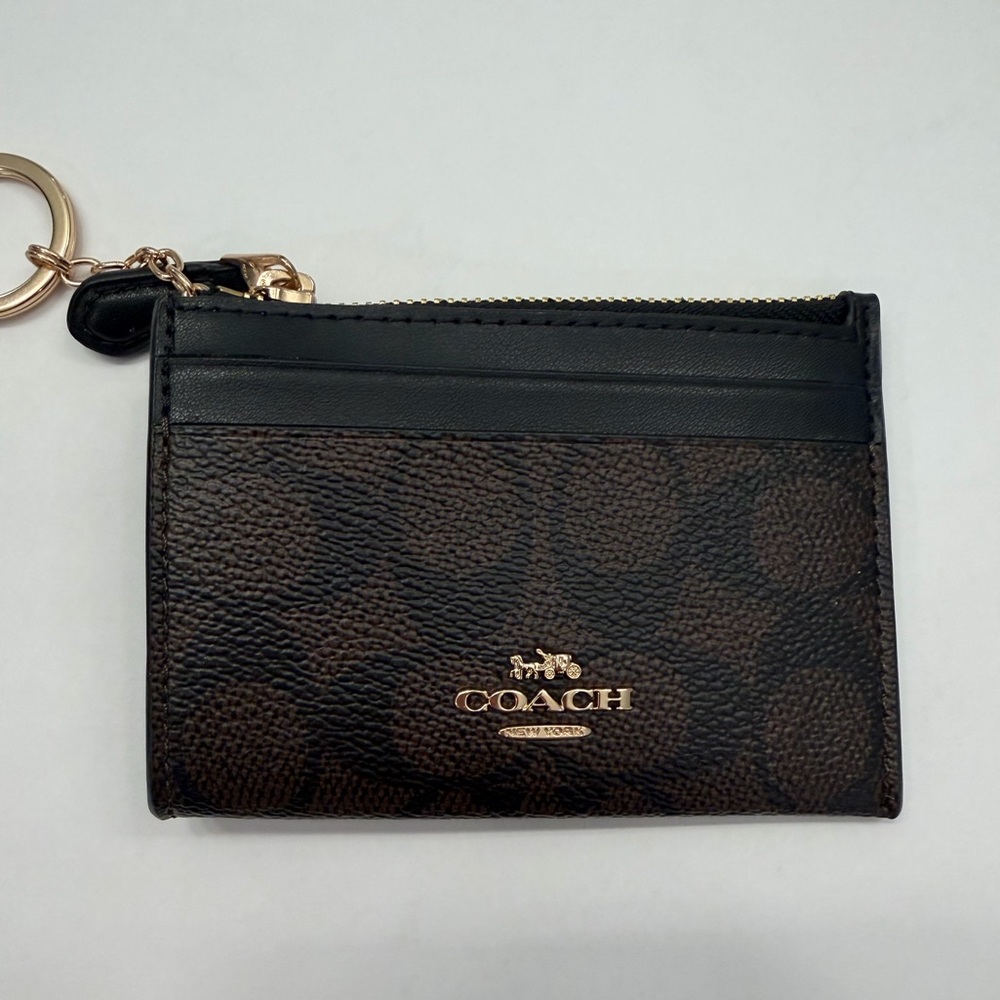Coach Black and Brown Card Holder with Keyring